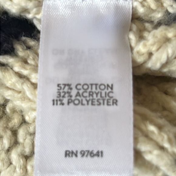 J.Jill Womens Sweater Ivory Blue Stripe Cable Knit Nautical Crew Neck SZ Large - Picture 8 of 8